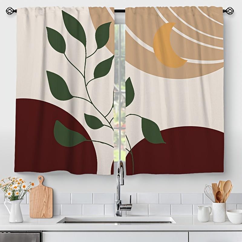 

2 панели лист скандинавский геометрический принт карниз для штор карманный оконный декор для спальни офиса кухни гостиной домашнего декора 2x50W100H(CM)&hook