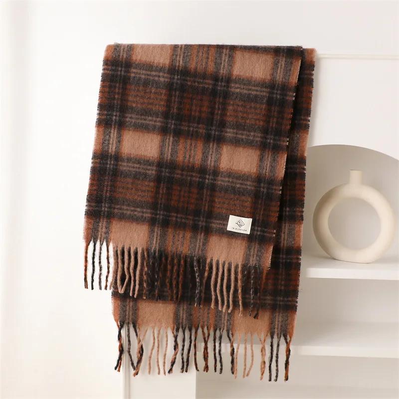 Winter Scarf Women Luxury Autumn Winter Cashmere Scarf Thickened Warm Shawl Classic Tassel Fluffy Scarf Soft Retro Shawl Bufanda
