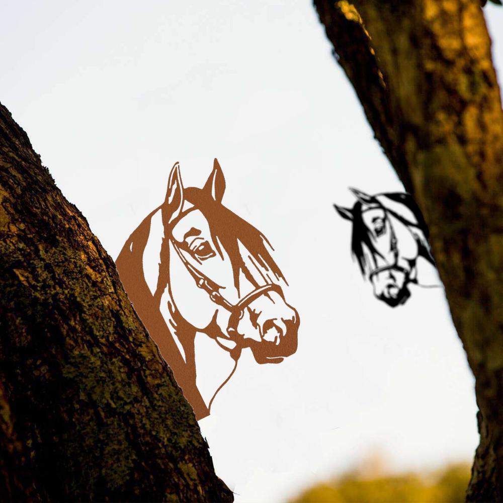 Charmantes 1-teiliges Gartenzaun-Ornament in Pferdeform aus Eisen. Verleihen Sie Ihrem Außenbereich einen Hauch von Eleganz und Charme.