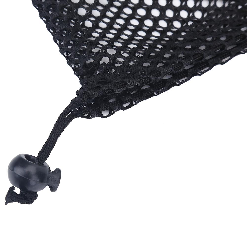 Black Nylon Mesh Drawstring Pouch Golf Balls Holder Storage Bag Accessory