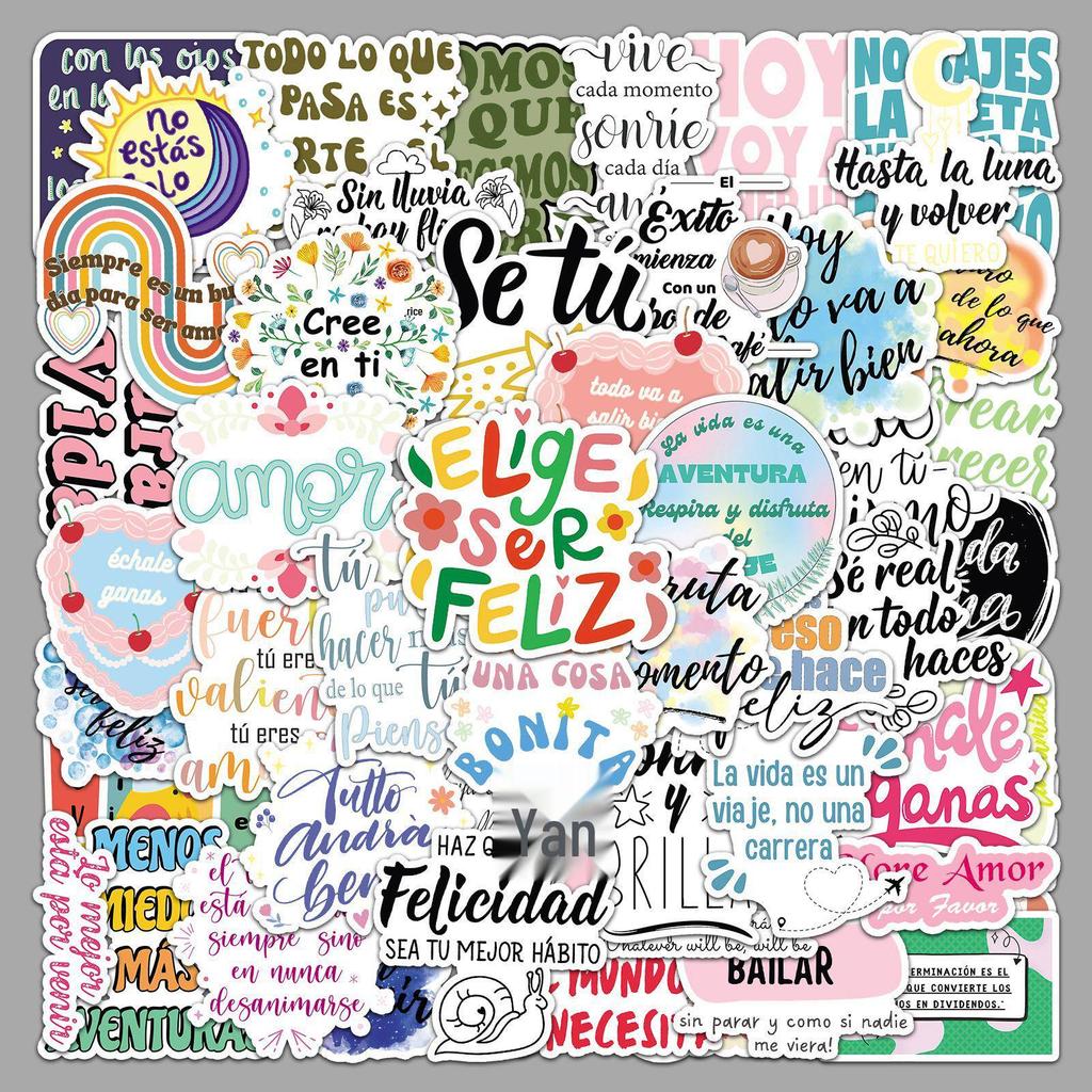 50 Spanish Graffiti Stickers - Motivational Decor for Water Bottles, Phones, Computers