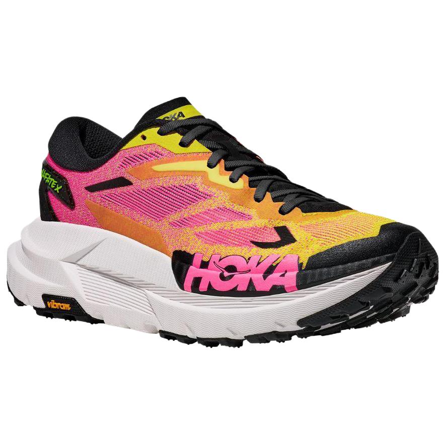 Hoka One One Mafate X Classic Versatile Slip Resistant Durable Breathable Lightweight Trail Running Shoes Women Sneakers Yellow Pink 1162010-NNH