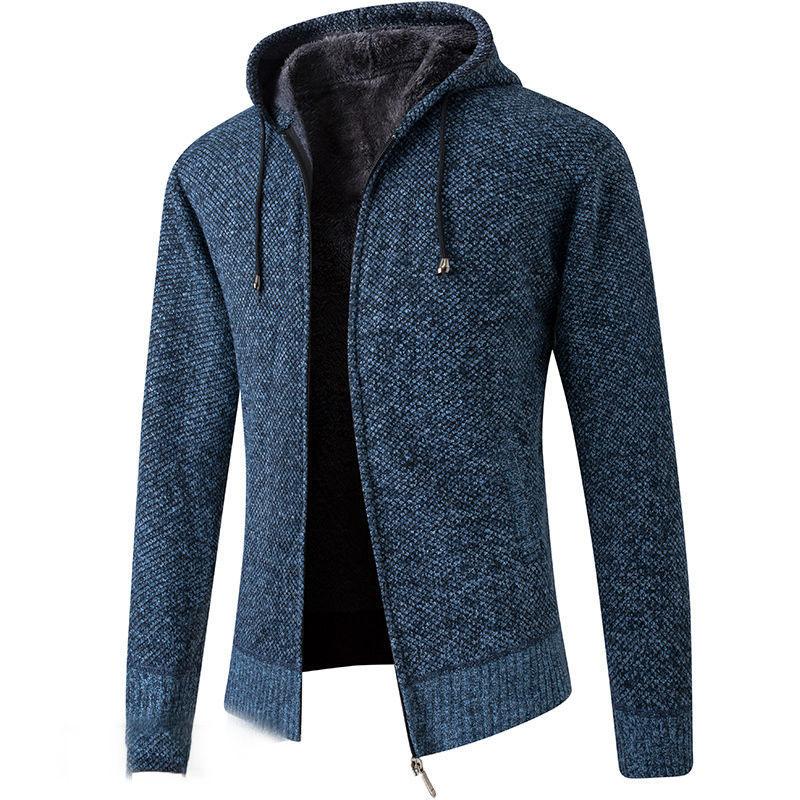 Pánský zimní kabát plus sametový zahušťovací móda pletený svetr kabát cardigan pro udržení tepla