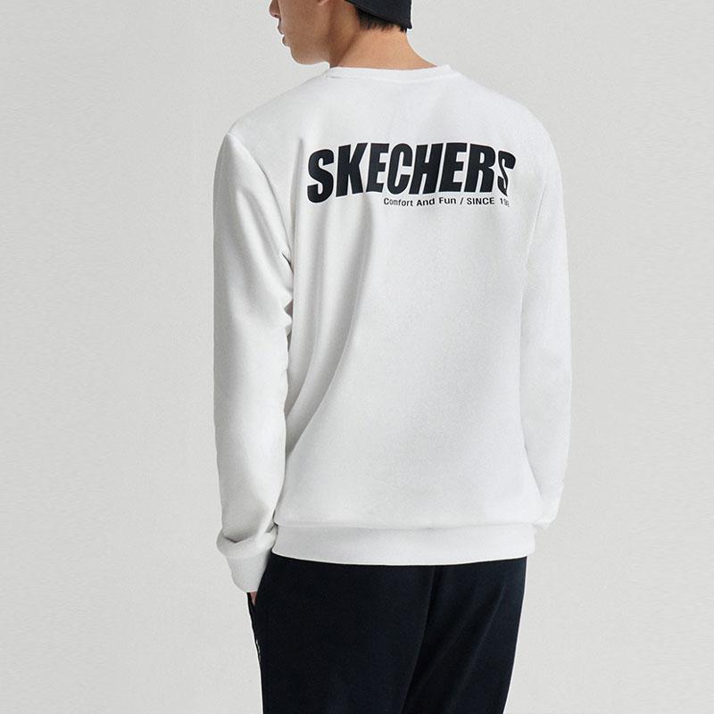 Skechers American Vintage Large Letter Logo Print Casual Pullover Sweatshirt Unisex Sweatshirt Bright-White L320U106-0019