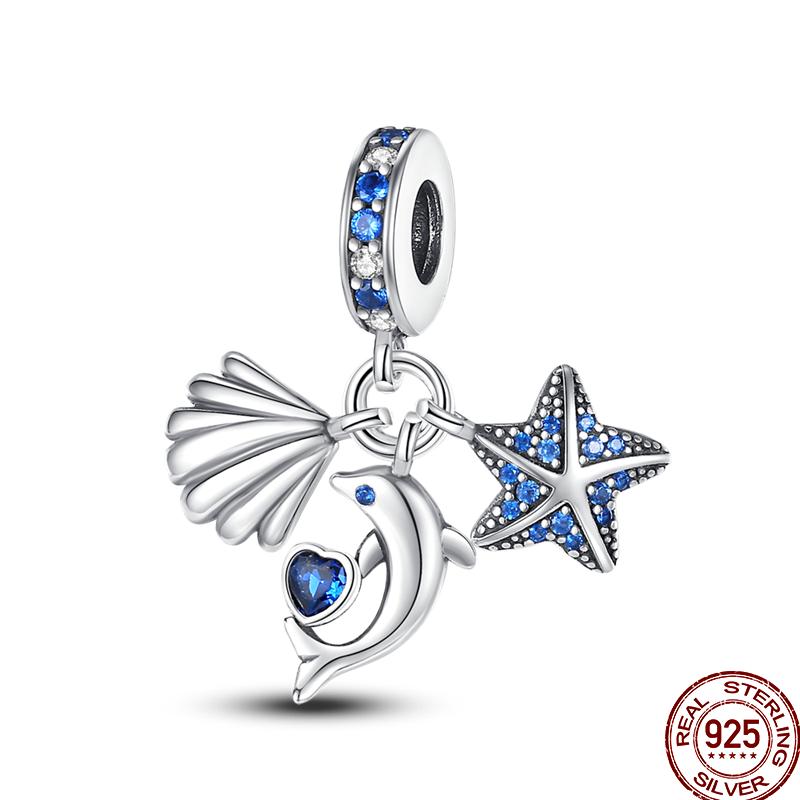 Copper Blue Zircon Beads Ocean Crab Starfish Ship Series Summer Suitable For 3Mm Original Bracelet Diy