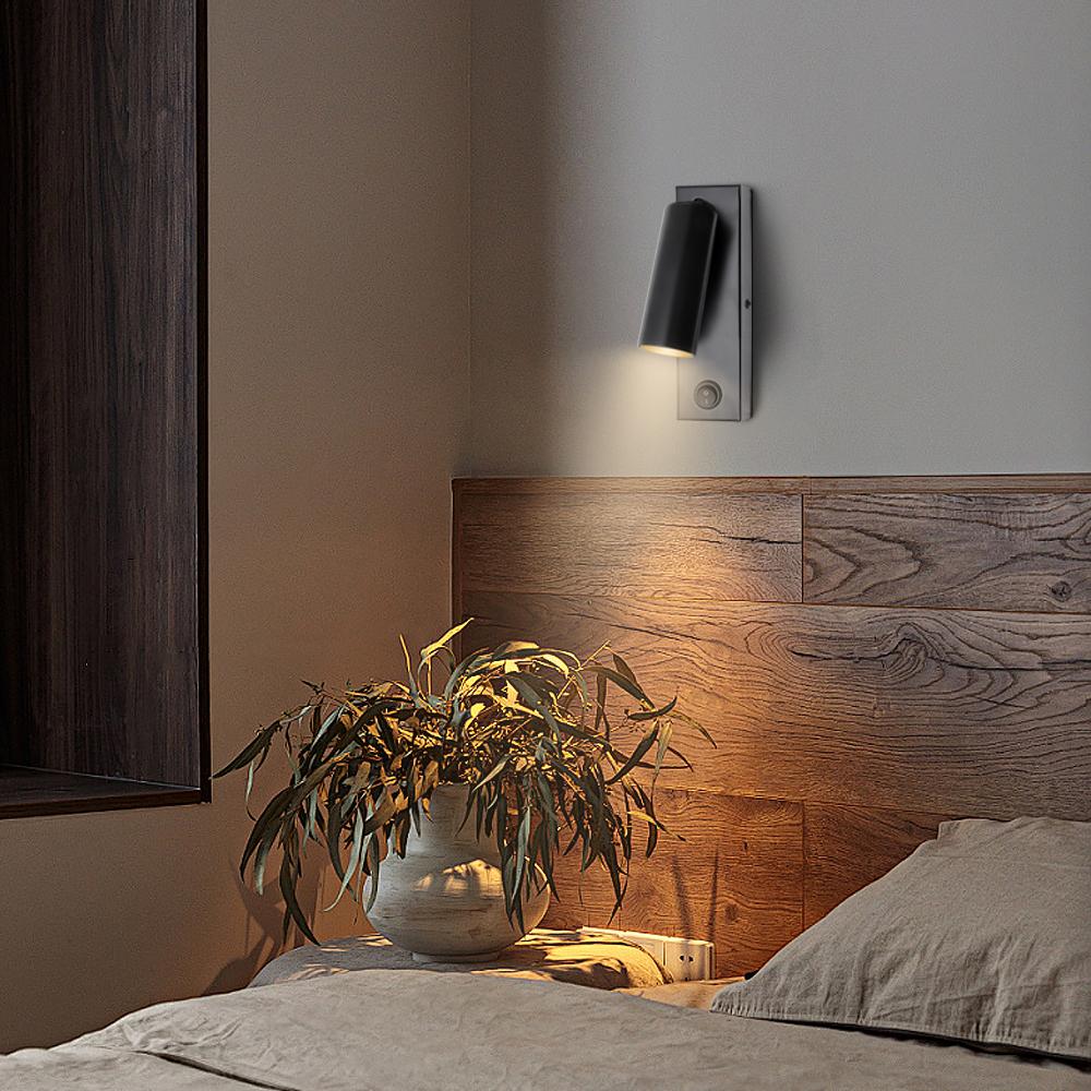 Modern 3W LED Bedside Lamp Rotatable Design Indoor Hotel Reading Light for Bedroom Living Room Home Decorative Wall Light IP44