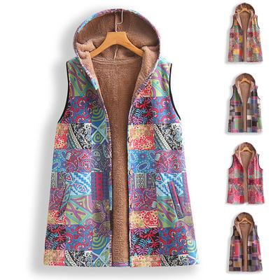 Damenmode, Retro, ärmellos, warm, bedruckt, Wickelweste mit Streifen