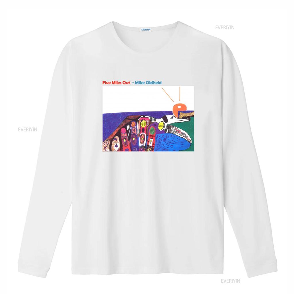 Colorful Art Print Cotton T Shirt Mike Oldfield Five Miles Out Album Family Man vintage Washed streetwear fashion Breathable