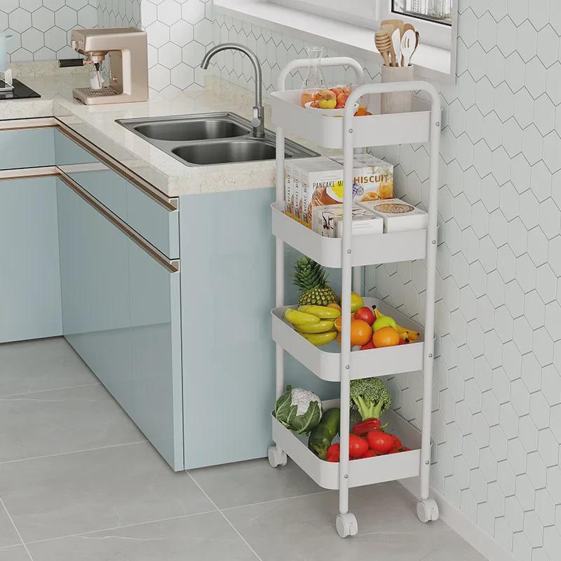Mobile Snack Storage Rack with Wheels - Versatile Kitchen Shelf Trolley