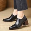 French retro square head deep mouth single shoes thick sole waterproof table fashion leather shoes casual versatile elegant temperament high heels