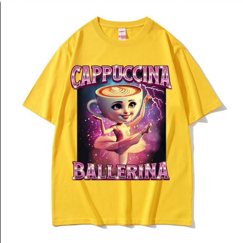 Cappuccina Ballerina Funny Italian Brainrot Meme T Shirt Men Women Clothing Fashion Trending T Shirts Casual 100% Cotton T-shirt