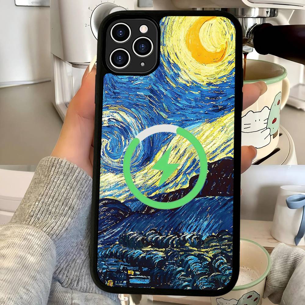 

Van Gogh Starry Sky For Magsafe Phone Case For IPhone 17 Air 16 15 14 13 12 11 Pro Max Plus Shockproof Cover iPhone 16 pro