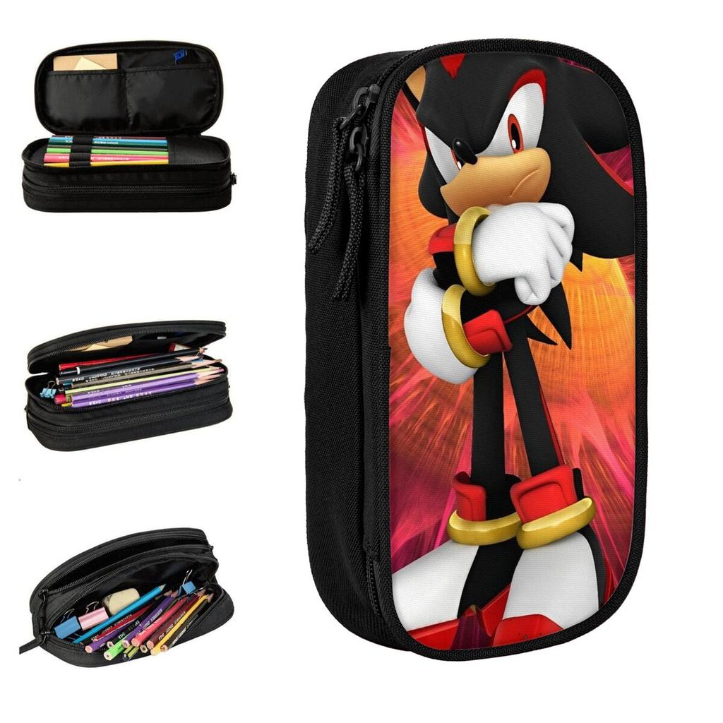 Shadow The Hedgehogs Pencil Case Pencilcases Pen Holder for Girl Boy Large Storage Bag School Supplies Cosmetic Stationery