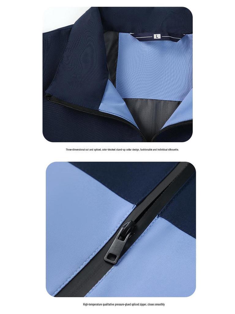 Unisex Farbblock Winddichte Wasserdichte Jacke mit Logo