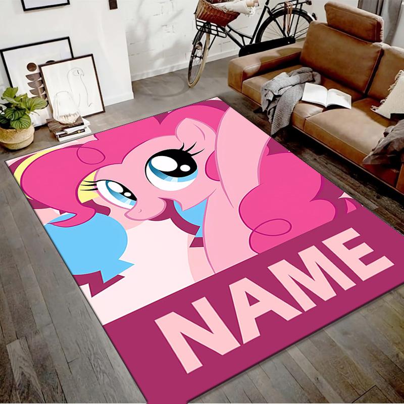 Custom My Little Pony Mat Personalized Name, Polyester Washable Indoor Entryway Rug, Gift for Christmas, Easter, Thanksgiving Day