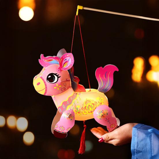 Chiński Nowy Rok Lampion Święto Wiosny Ręczny Lampion Konia Uroczy Koń Zwierzęta Zodiaku DIY Rękodzieło na Święto Środka Jesieni Cosplay Hanfu