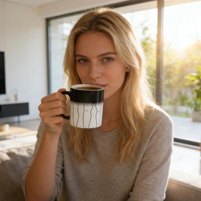 Farbwechselbecher Thermochrom Tasse aus Keramik für Kaffee Tee Spülmaschinenfest Hitzesensitives Trinkgeschirr für Zuhause Büro Reise Partygebrauch