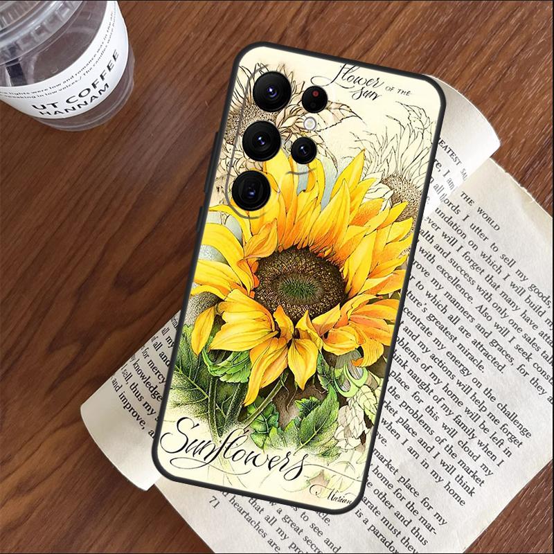 Vintage Sunflowers Case For Samsung Galaxy S26 Ultra S25 S24 S23 S21 S22 Ultra S10 S20 Plus S25 FE Cover Coque