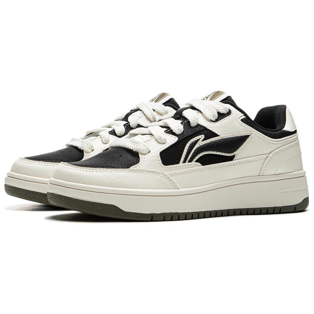 Li Ning Tianji Slip Resistant, Abrasion Resistant, Lightweight, Breathable Low top Skateboard Shoes Women's White Black AGCU096-6