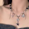 Sweet and Cool Babes Dark and Cold Wind Temperament Black Zircon Love Butterfly Moon Love Necklace Female Personality Collarbone Chain