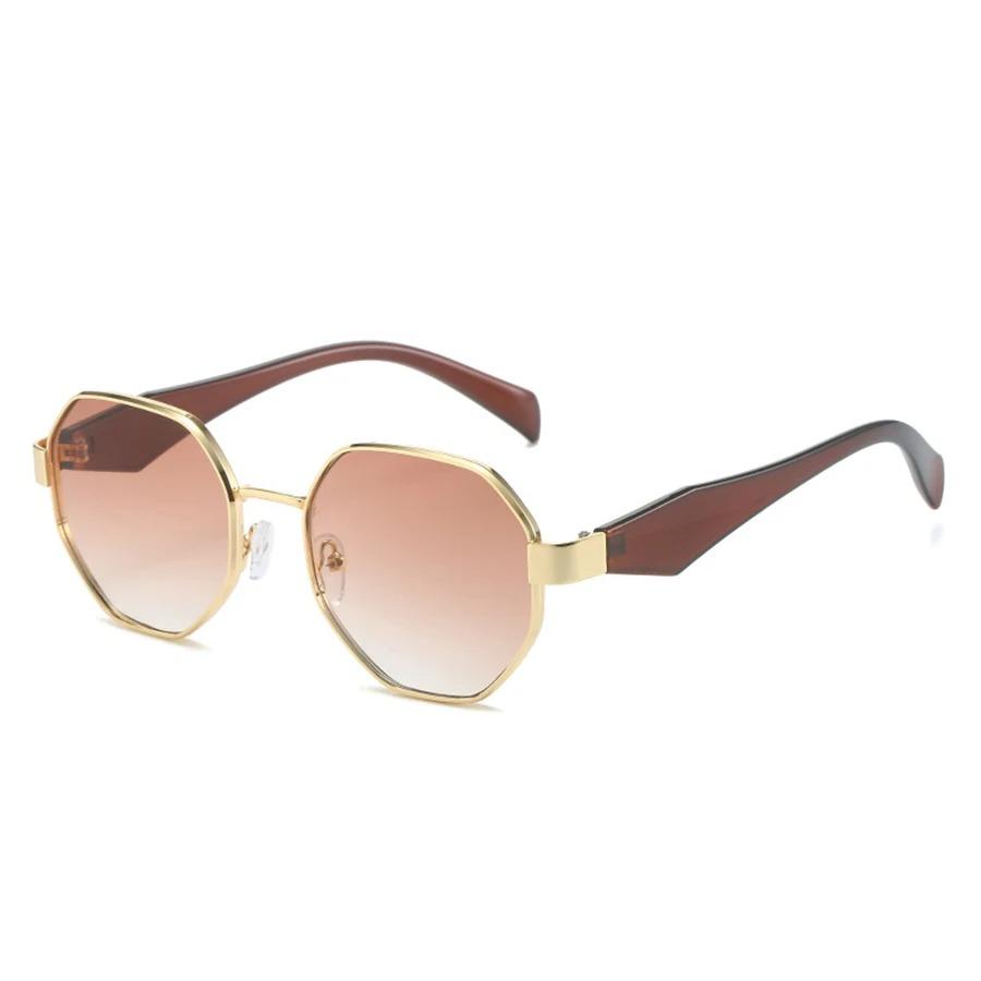 New Sunglasses Trendy Polygonal Metal Frame Sun Glasses Women Retro Sunshade Eyeglass for Vacation UV400 Luxury Brand Design