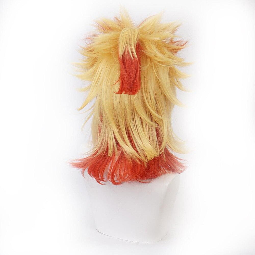 Убийца демонов: Kimetsu No Yaiba Rengoku Kyoujurou парик аниме Хэллоуин косплей — фото 4