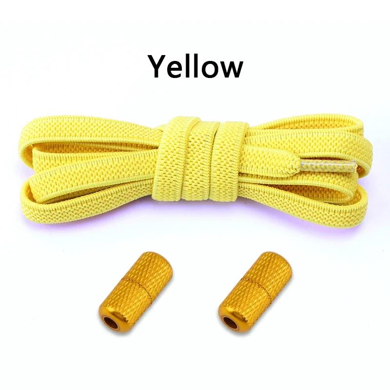 1 Pair Elastic Shoelaces Without Ties Flat Shoe Laces Round Metal Capsules Lock Rubber Band Lazy Shoes Lace For Sneakers
