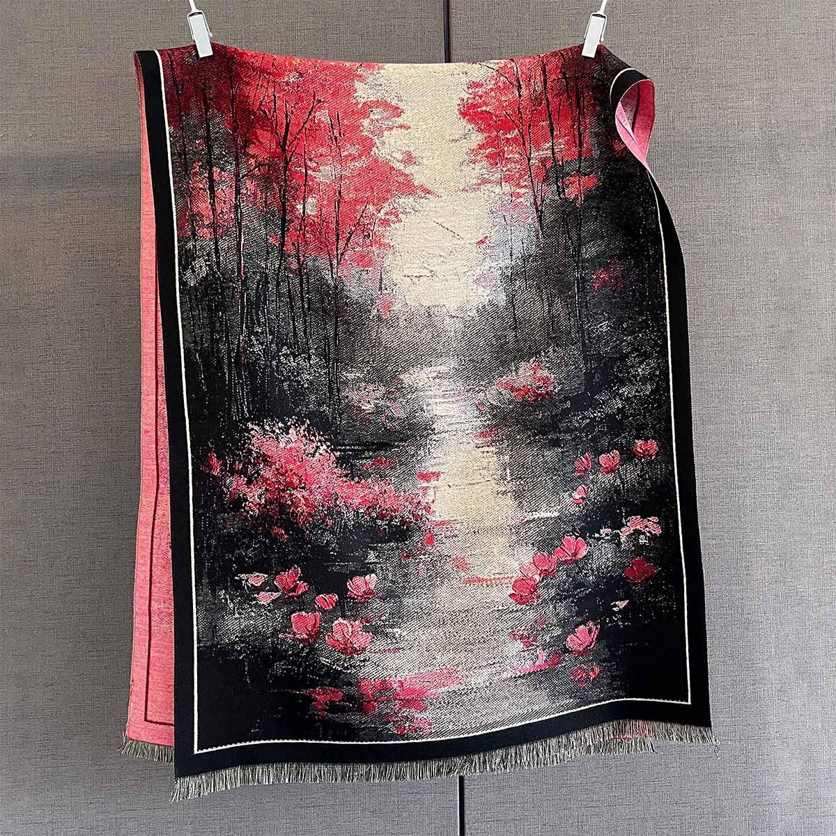 

Autumn/Winter Warm Scarf 185*65cm Luxury Tassel Shawl Women s Imitation Cashmere Thickened Warps Coldproof Windproof Blanket 185-65cm