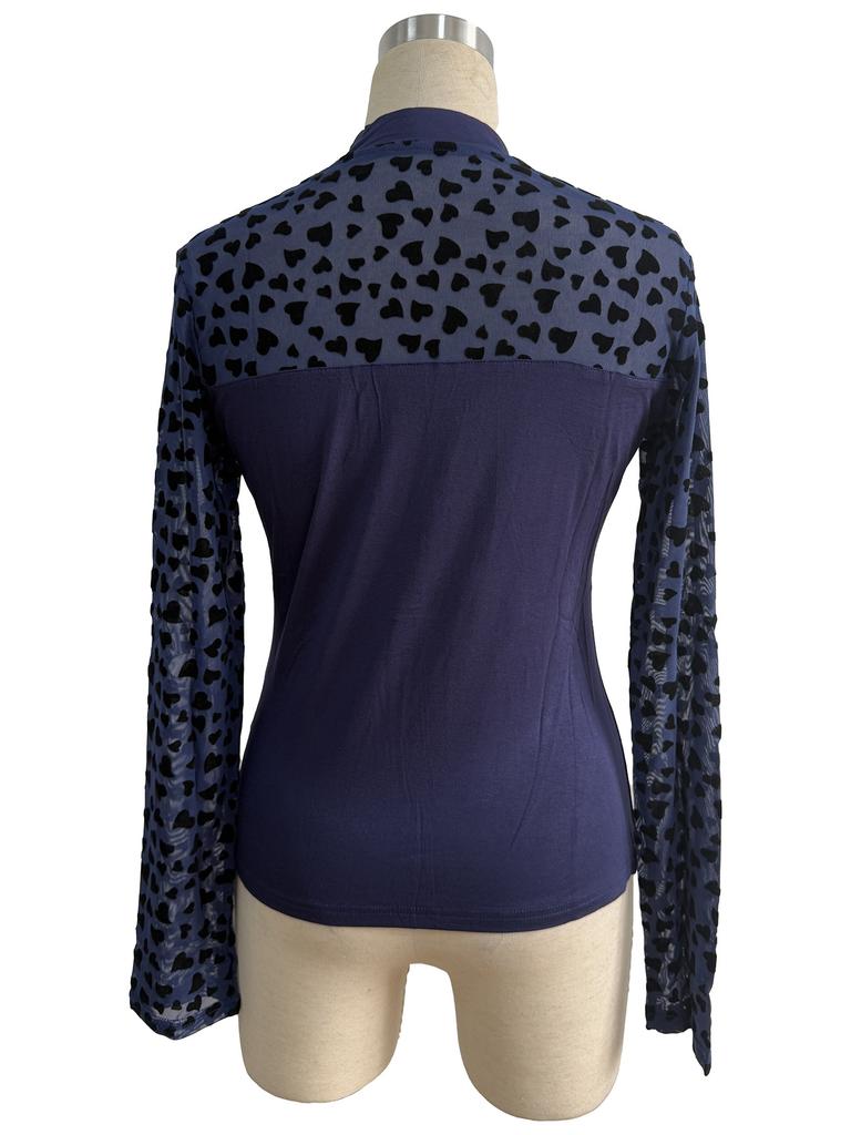 Spring Mesh Patchwork Long Sleeve Slim Base Layer T Shirt Top Women Fashion Daily Basic Office Lady Casual Slim Fit Ladies Elegant Top