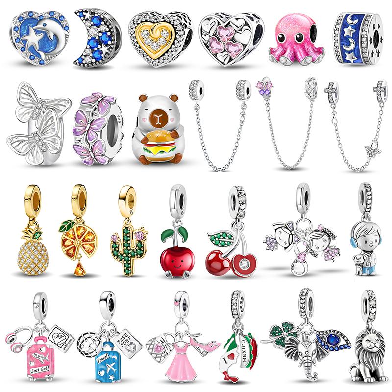 Copper Elephant Dolphin Suitcase Charm Pendant For Women Diy Bracelets High Quality Personalized Fine Jewelry