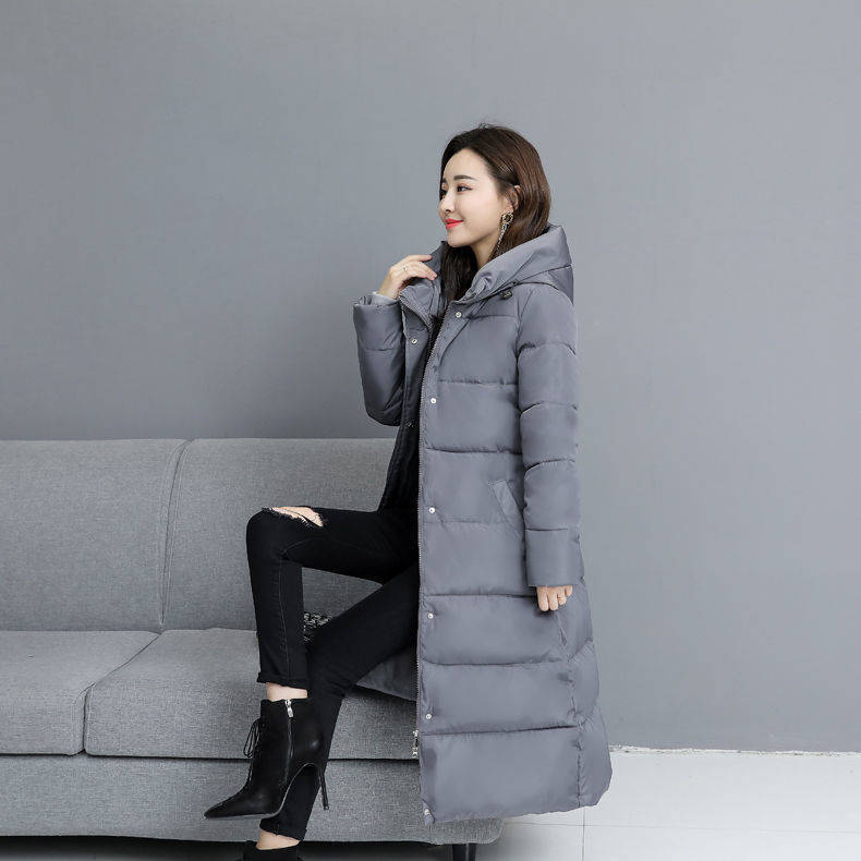 Autumn and winter down cotton-padded clothes women's medium and long slim-fitting large-size long knee-length cotton-padded clothes women's jackets