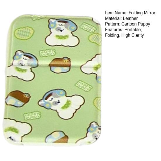 Cartoon Puppy Folding Makeup Mirror Portable Travel Home Bedroom Desk Vanity Mirror High Clarity Men Women Pocket Cosmetic Mirror