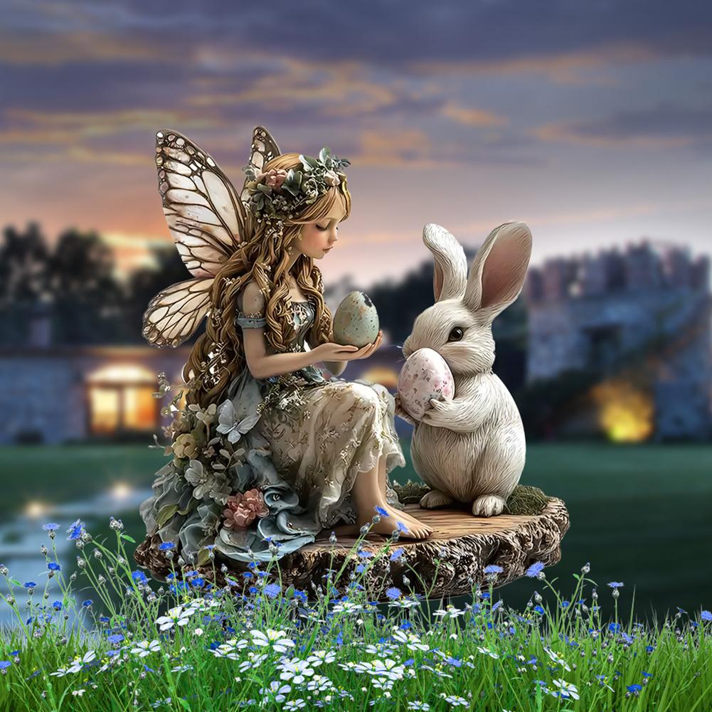 Easter Bunny Garden Stake Decor 2D Flat Acrylic Rabbit Spring Lawn Gardening Signs Stakes Easter Garden Decoration Accessories