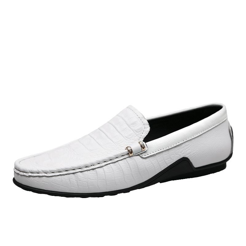 

Модная повседневная обувь для мужчин, удобные мужские мокасины из натуральной кожи, дизайнерские туфли ручной работы на плоской подошве, кроссовки Slip on Lazy Driving Brand Men Shoes 46 белый