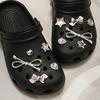 Silver Metal Clogs Decorations Summer 2026 New Design White Bowknot Women Shoes Charms Set DIY Flower Crystal Shoes Accessories