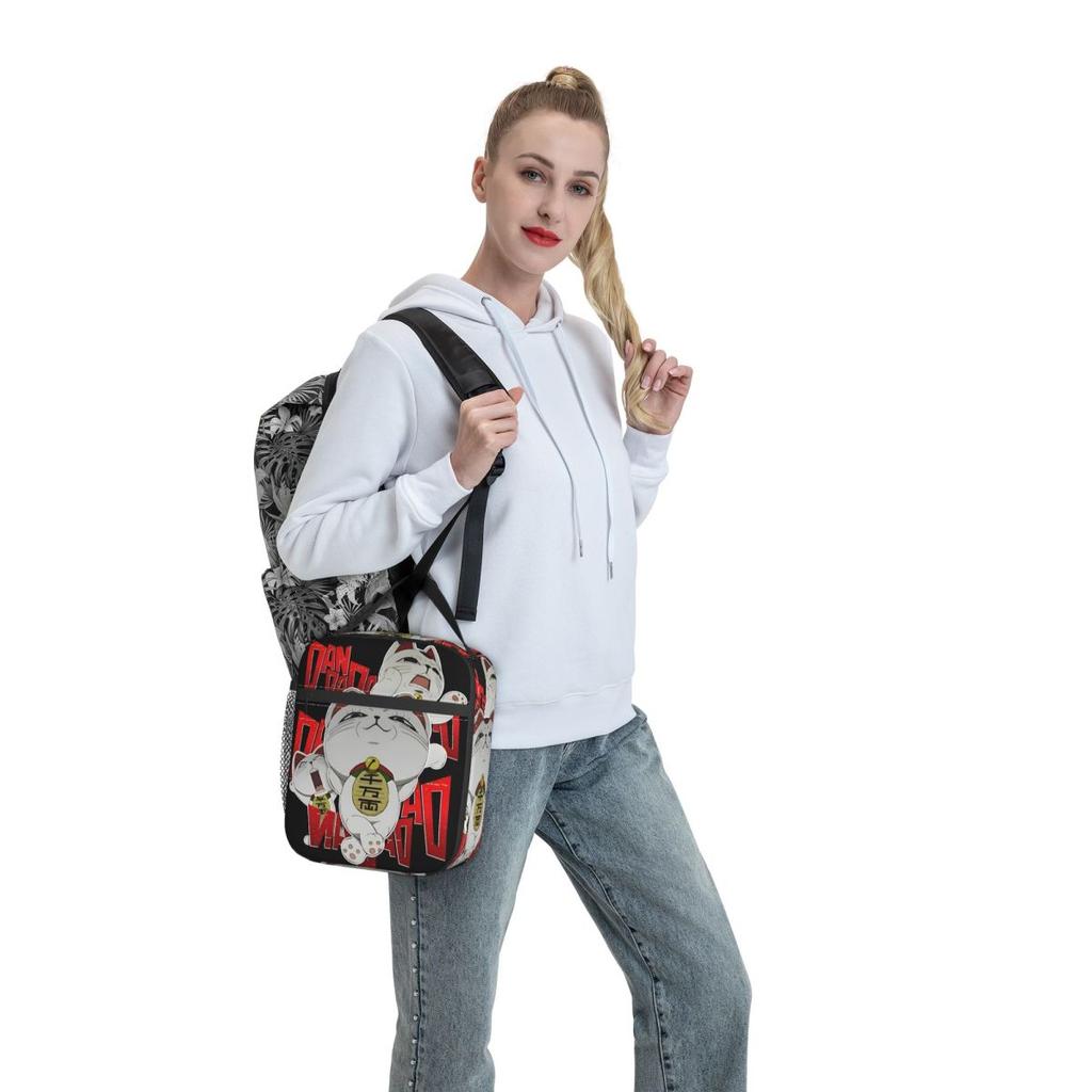 Cat Anime Lunch Bag Dandadan Lucky Turbo Granny Fashion Lunch Box School Portable Insulated Tote Food Bags Graphic Cooler Bag
