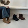 Popular Thin Boots Women's Fashion New Autumn and Winter Casual After Zipper Bare Boots Flat French Pointed Short Boots Martin Boots