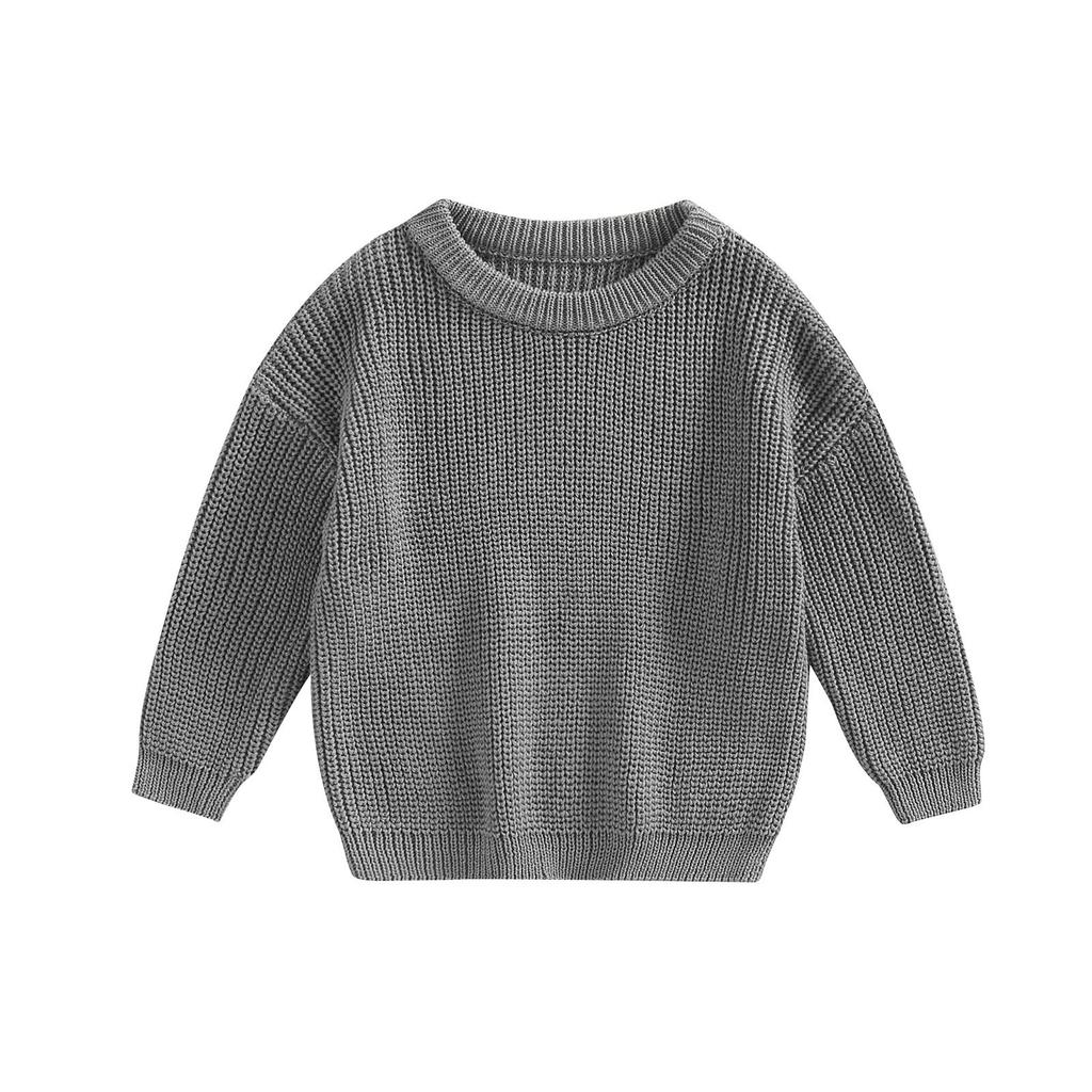 Kleinkind Baby Rundhals Pullover 3M 6M 9M 12M 18M 24M 3Y 4Y 5Y Langarm Einfarbig Lose Gestrickte Pullover