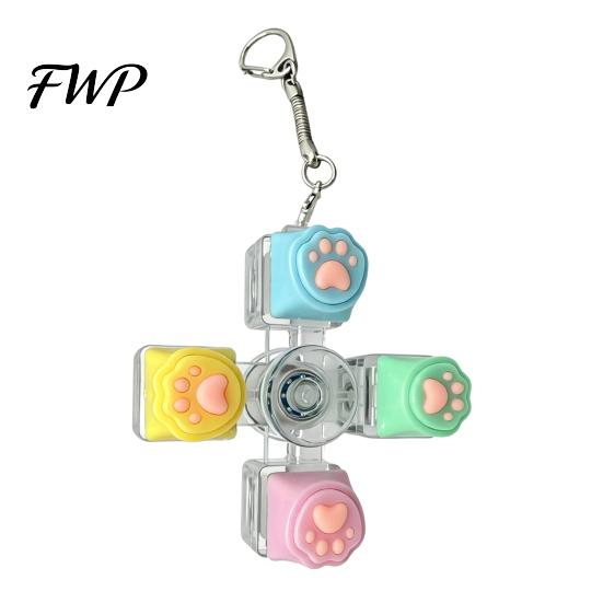 Clicky Mechanical Keyboard Toy LED Light-up Fidget Spinner Decompression Button Finger Clicker Glowing 2/3/4/5/6-Keys Keychain Stress Relief Desk
