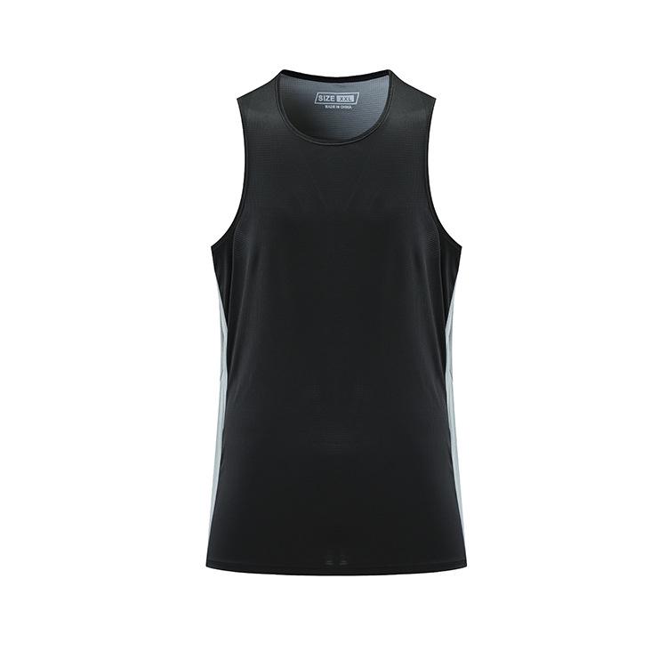 

Унисекс быстросохнущий тренировочный костюм для баскетбола: Футболка с круглым вырезом и дышащий жилет для бега и фитнеса XL чёрный