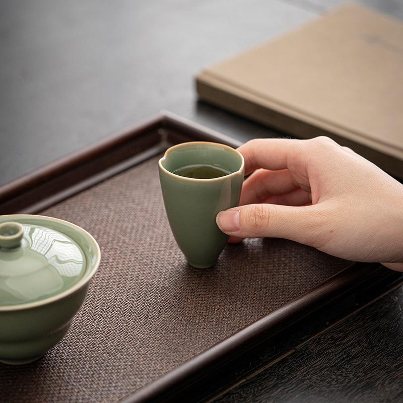 Retro celadon teacup Kung Fu tea set creative pure handmade home small smelling cup drinking tea master cup tasting tea cup