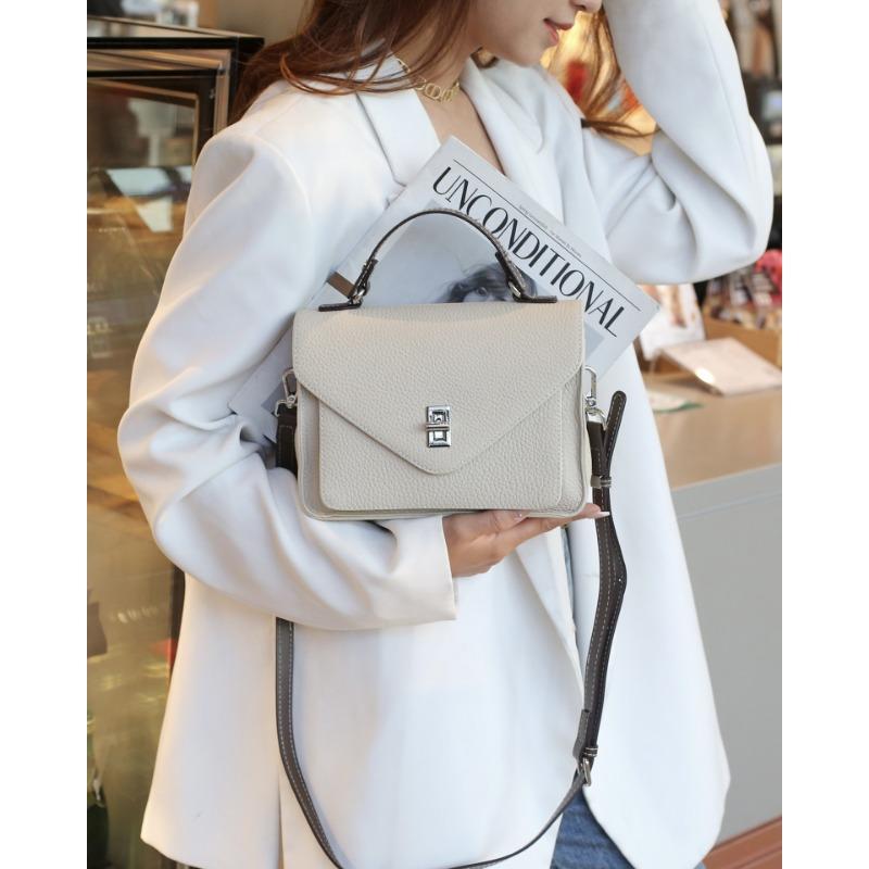 Genuine Leather Women's Bag Handbag for Women's Commuting Bag Summer New Postman Bag French Crossbody Bag Small Square Bag
