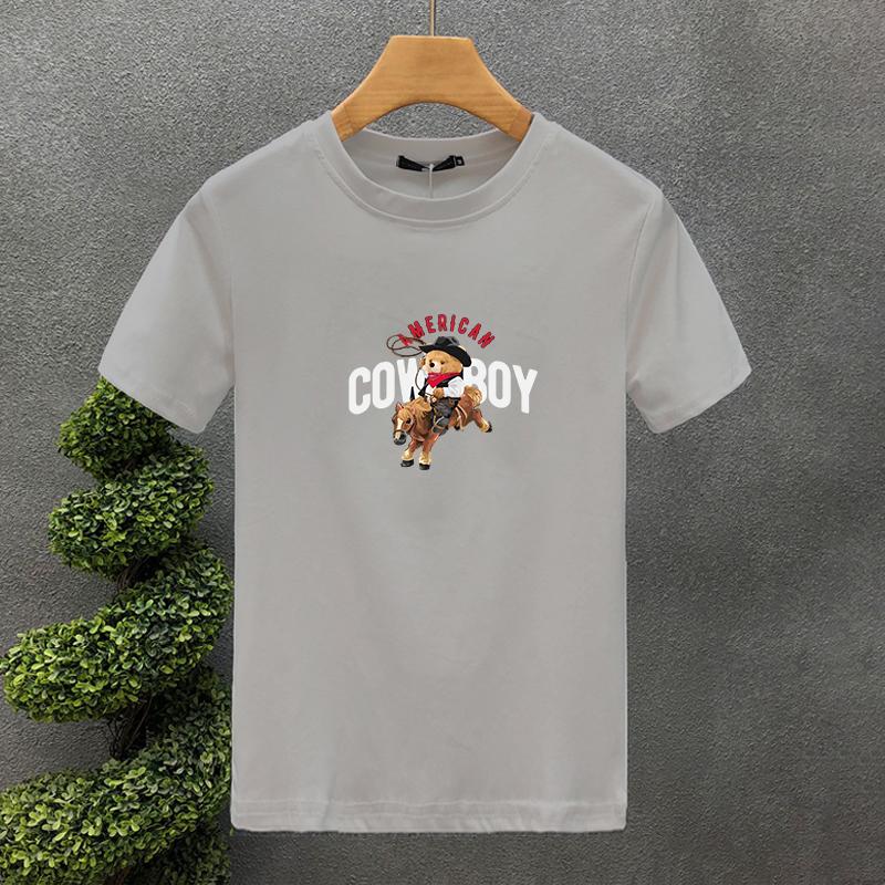 New Luxury Brand High Quality 100% Cotton BearPrinting Couple Tees Summer Harajuku For Men/Women Short Sleeve T-shirt Asian Size