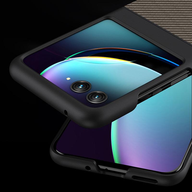For Motorola Razr 40 Ultra 5G Anti-Drop Phone Case Fiber Carbon Texture PC Phone Cover