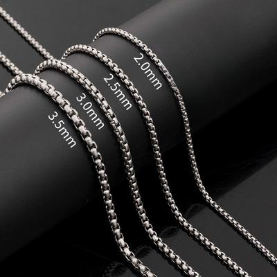 2.5MM Stainless Steel 60cm Square Pearl Necklace Jewelry with Chain for Women Versatile Chain