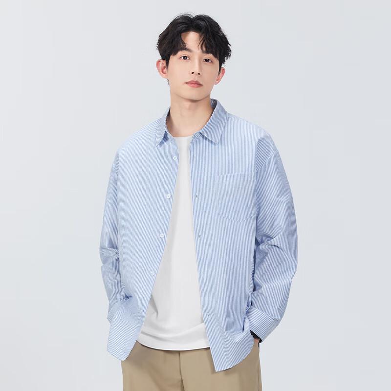 MINISO Men's Striped Casual Long Sleeve Shirt