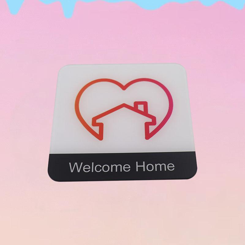 Pop Black Acrylic Creative Signage Welcome Home Sign Wall Label Sticker Warning Badge for Family Houses Residential Apartment Home