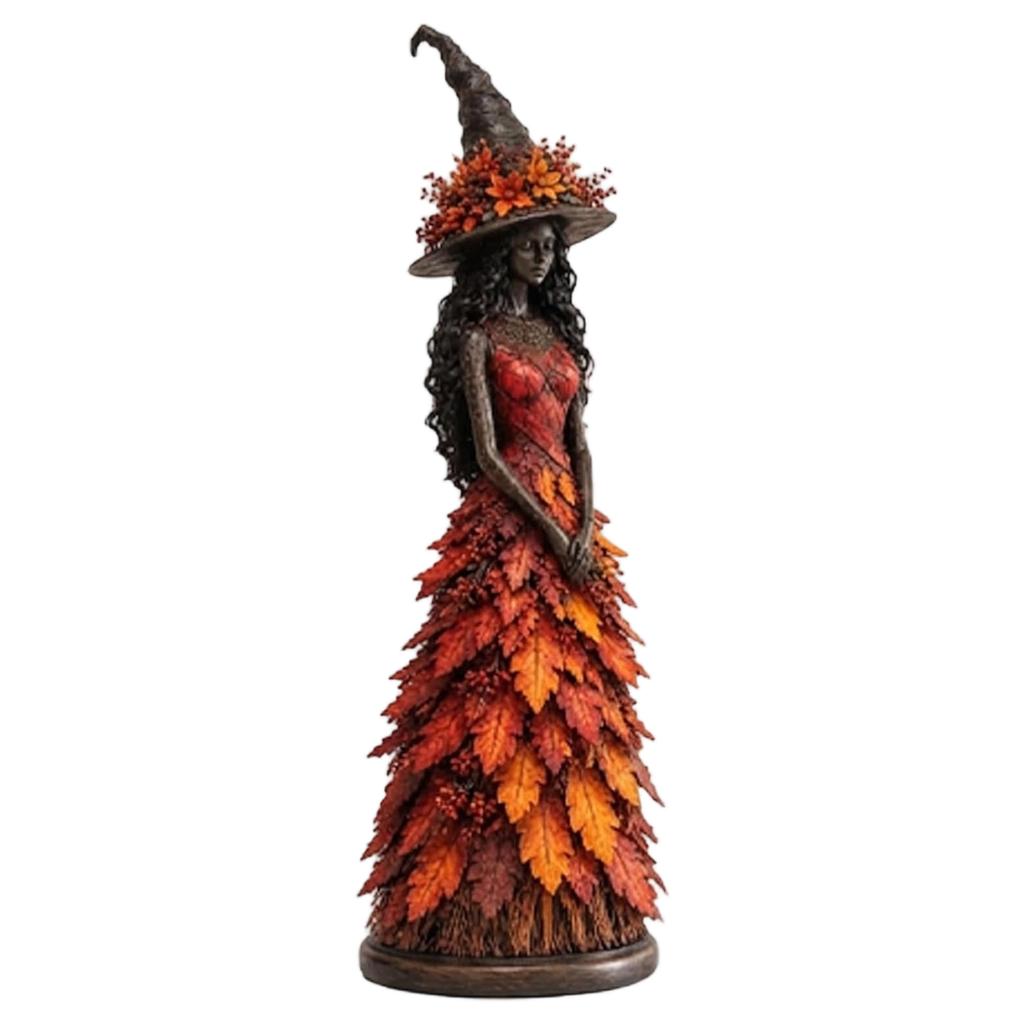 Halloween Witch Resin Collectible Figurine Enchanted Autumn Harvest Seasonal Home Decor Statue