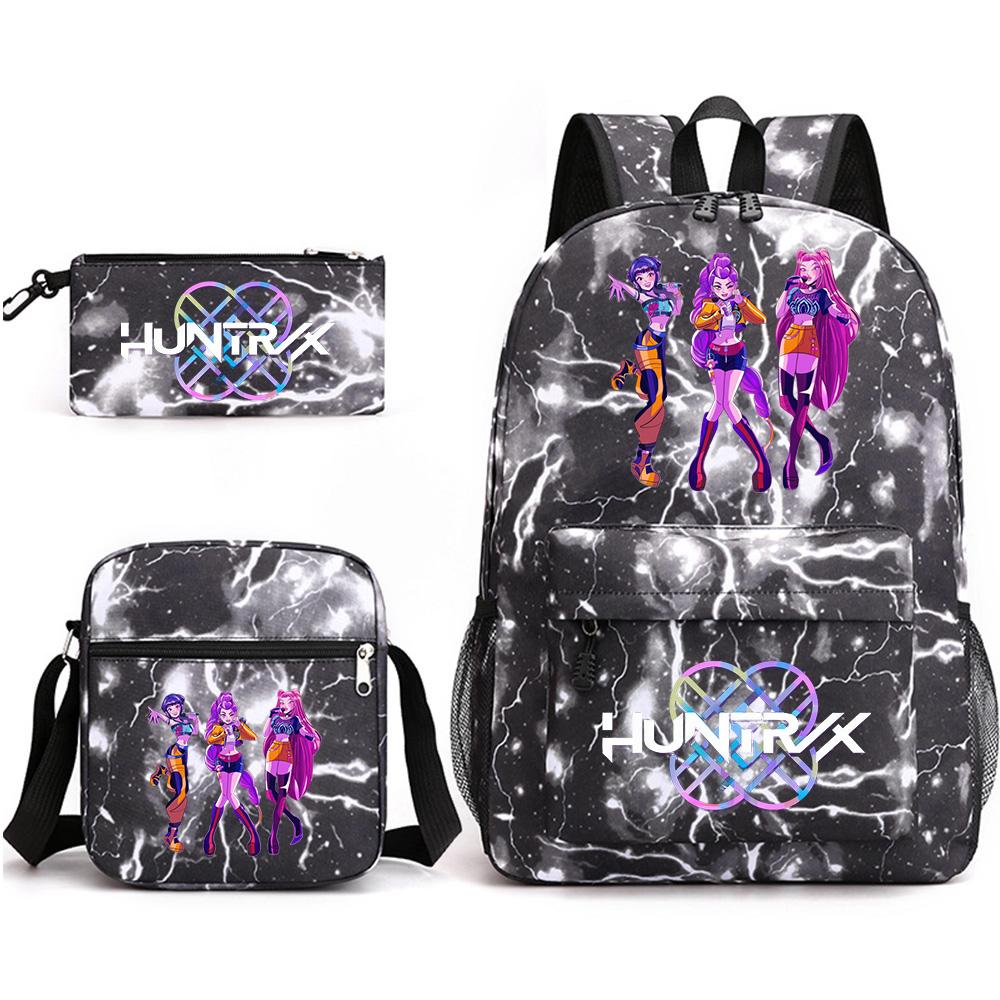 3Pcs/set Anime Printed Backpack with Shoulder Bag Pencil Case for Teenager Student Boy Girl School Bag Large Capacity Waterproof Bookbag Kid Gift