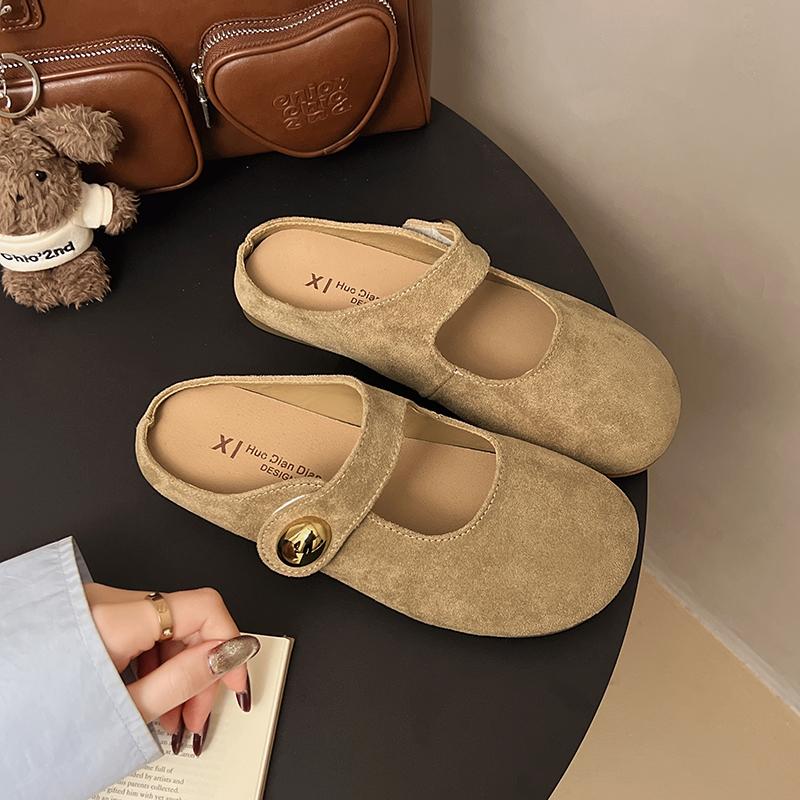Fashion CRLAYDK Retro Women's Casual Loafers Slip On Flat Shoes Comfort Penny Dressy Ladies Work Backless Walking Suede Moccasins Slides